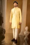 Buy_Aariyana Couture_Yellow Cotton, Silk Embroidery Kurta Set 