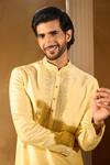 Shop_Aariyana Couture_Yellow Cotton, Silk Embroidery Kurta Set _Online
