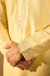 Aariyana Couture_Yellow Cotton, Silk Embroidery Kurta Set 