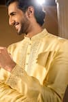 Aariyana Couture_Yellow Cotton, Silk Embroidery Kurta Set 