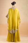 Prisho_Mustard Embroidery Round Neck Resham Floral Kurta Palazzo Set _Online_at_Aza_Fashions