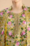 Buy_Prisho_Mustard Embroidery Round Neck Resham Floral Kurta Palazzo Set 