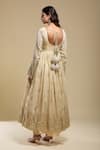 Shop_Samyukta Singhania_Cream Tissue Embroidery Round Neck Anarkali Set _at_Aza_Fashions