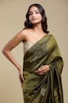 Buy_Naintara Bajaj_Green Tissue Embroidery Saree With Running Blouse _Online_at_Aza_Fashions
