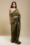 Shop_Naintara Bajaj_Green Tissue Embroidery Saree With Running Blouse _Online_at_Aza_Fashions