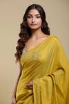 Buy_Naintara Bajaj_Yellow Tissue Embroidered Saree With Running Blouse_Online_at_Aza_Fashions
