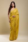 Shop_Naintara Bajaj_Yellow Tissue Embroidered Saree With Running Blouse_at_Aza_Fashions