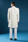 Shop_Arihant Rai Sinha_White Silk Embroidery Sherwani And Pant Set _at_Aza_Fashions
