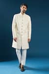 Buy Arihant Rai Sinha Cream Silk Embroidery Sherwani Set Online at Aza Fashions Buy_Arihant Rai Sinha_Cream Silk Embroidery Sherwani Set _Online_at_Aza_Fashions