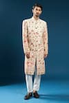 Shop_Arihant Rai Sinha_Cream Silk Embroidery And Red Sherwani Set _Online_at_Aza_Fashions