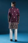 Shop_Arihant Rai Sinha_Wine Silk Embroidery Sherwani Set _at_Aza_Fashions