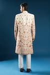 Shop_Arihant Rai Sinha_Cream Silk Embroidery And Red Sherwani Set _at_Aza_Fashions