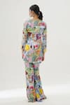 Shop_House Of Akshata_Multi Color Bemberg, Satin Embroidery V-neck Artisan Flair Co-ord Set _at_Aza_Fashions