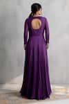 Shop_Neelu And Manvi_Purple Cotton, Silk Embroidery Round Neck Designer Gown _at_Aza_Fashions