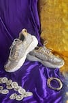 Shop_Chal Jooti_Gold Royal Jewel Embellished Sneakers _at_Aza_Fashions