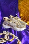 Chal Jooti_Gold Royal Jewel Embellished Sneakers _Online_at_Aza_Fashions
