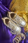 Shop_Chal Jooti_Gold Royal Jewel Embellished Sneakers _Online_at_Aza_Fashions