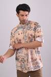 Arihant Rai Sinha_Beige Cotton Digital Printed Short Kurta _Online_at_Aza_Fashions