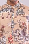 Arihant Rai Sinha_Beige Cotton Digital Printed Short Kurta _at_Aza_Fashions