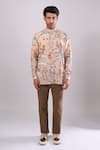 Buy_Arihant Rai Sinha_Beige Cotton Digital Printed Short Kurta 