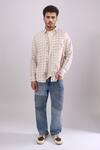 Buy_Aryavir Malhotra_Beige Cotton Digital Print Slim Fit Shirt _at_Aza_Fashions