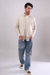 Buy_Aryavir Malhotra_Beige Cotton Digital Print Slim Fit Shirt _Online_at_Aza_Fashions