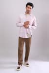 Aryavir Malhotra_Mauve Cotton Digital Print Slim Fit Shirt _Online_at_Aza_Fashions
