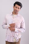 Aryavir Malhotra_Mauve Cotton Digital Print Slim Fit Shirt _at_Aza_Fashions