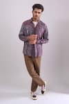 Buy_Aryavir Malhotra_Purple Cotton Multi Color Digital Print Slim Fit Shirt _at_Aza_Fashions