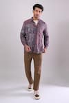 Aryavir Malhotra_Purple Cotton Multi Color Digital Print Slim Fit Shirt _Online_at_Aza_Fashions