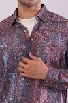 Shop_Aryavir Malhotra_Purple Cotton Multi Color Digital Print Slim Fit Shirt _Online_at_Aza_Fashions