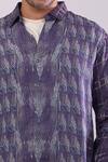 Aryavir Malhotra_Navy Cotton Blue Digital Print Slim Fit Shirt _at_Aza_Fashions