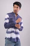Arihant Rai Sinha_Navy Cotton Blue Digital Print Short Kurta _at_Aza_Fashions