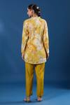 Shop_Naintara Bajaj_Orange Modal, Muslin Beads Collared Gold Tunic And Pant Set _at_Aza_Fashions