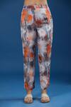 Shop_Naintara Bajaj_Orange Collared Floral Print Paper Silk Shirt And Pant Set _Online_at_Aza_Fashions