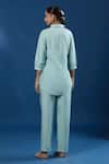 Shop_Naintara Bajaj_Aqua Modal, Muslin Collared Light Shirt And Pant Set _at_Aza_Fashions
