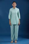 Buy_Naintara Bajaj_Aqua Modal, Muslin Collared Light Shirt And Pant Set 