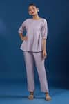 Buy Naintara Bajaj Pink Silk Embroidery Round Neck Onion Luxe Top And Pant Set at Aza Fashions Buy_Naintara Bajaj_Pink Silk Embroidery Round Neck Onion Luxe Top And Pant Set _at_Aza_Fashions
