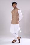 Arihant Rai Sinha_Brown Polyester, Jacquard Chiku Poly Bundi _Online_at_Aza_Fashions