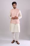 Buy_Arihant Rai Sinha_Peach Poly Digital Pattern Bundi _at_Aza_Fashions