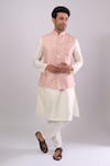 Arihant Rai Sinha_Peach Poly Digital Pattern Bundi _Online_at_Aza_Fashions