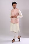 Buy_Arihant Rai Sinha_Peach Poly Digital Pattern Bundi _Online_at_Aza_Fashions