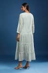Samyukta Singhania_Green Cotton Embroidery Round Neck Pista Mulmul Dress _Online_at_Aza_Fashions