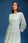 Buy_Samyukta Singhania_Green Cotton Embroidery Round Neck Pista Mulmul Dress 