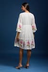 Samyukta Singhania_Off White Cotton Embroidery Round Neck Floral Dress _Online_at_Aza_Fashions