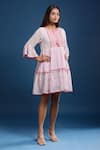 Shop_Naintara Bajaj_Pink Cotton, Voile Embroidery Round Neck Mulmul Dress _Online_at_Aza_Fashions