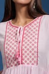 Buy_Naintara Bajaj_Pink Cotton, Voile Embroidery Round Neck Mulmul Dress 