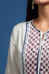 Buy_Samyukta Singhania_White Cotton Embroidery Round Neck Mulmul Dress 