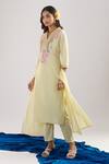 Buy_Samyukta Singhania_Yellow Cotton Embroidery Split V-neck Kurta Set _Online_at_Aza_Fashions