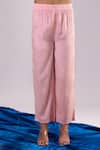 Samyukta Singhania_Peach Organza, Silk, Shantoon Embroidery Split , Kaftan Set _Online